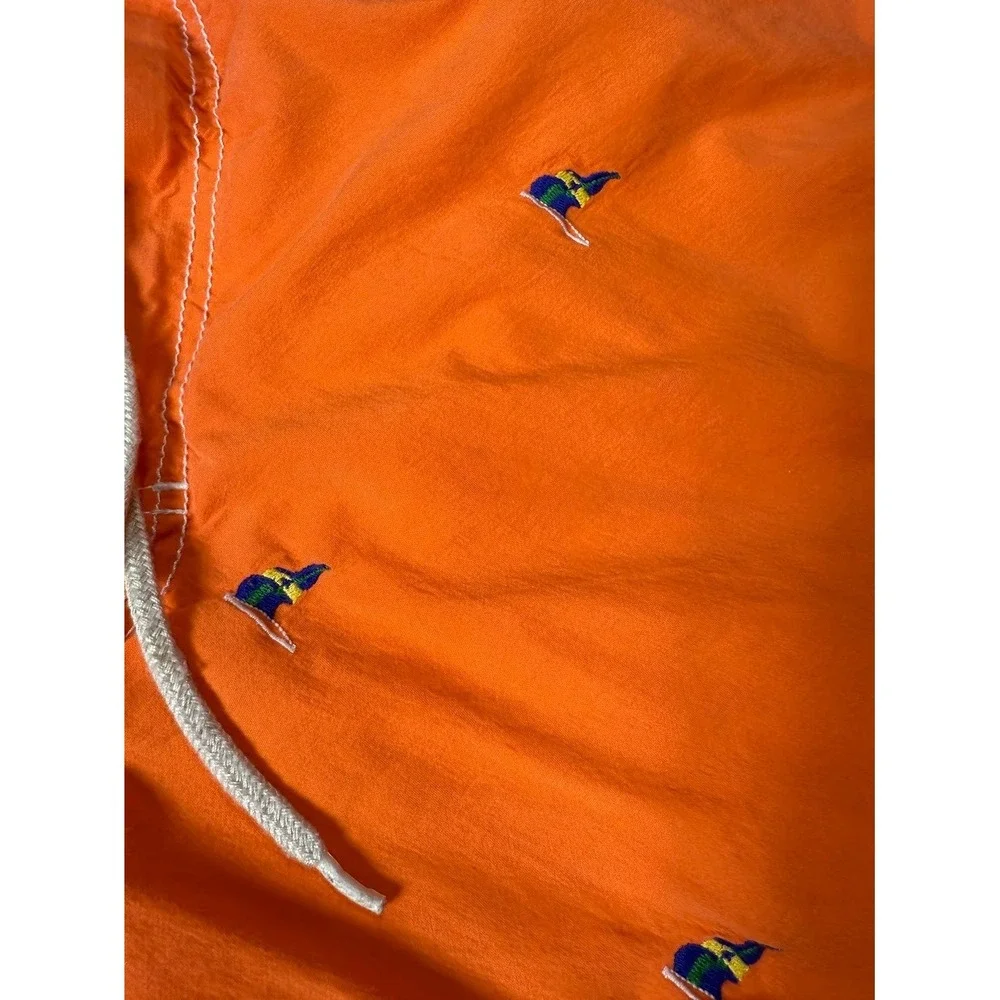 Polo Ralph Lauren Mens Swim‎ Shorts XL Orange Lined  Embroidered Flags
